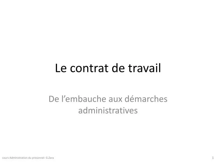 Ppt Le Contrat De Travail Powerpoint Presentation Free
