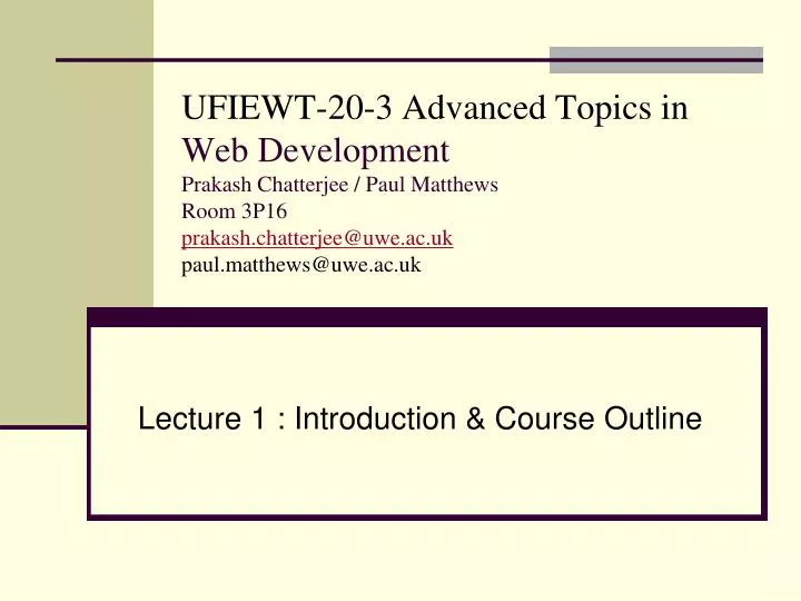 lecture 1 introduction course outline n.