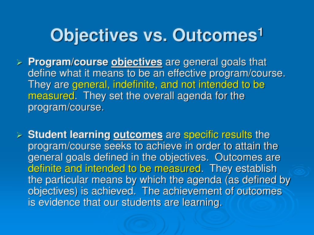 research objective vs outcome