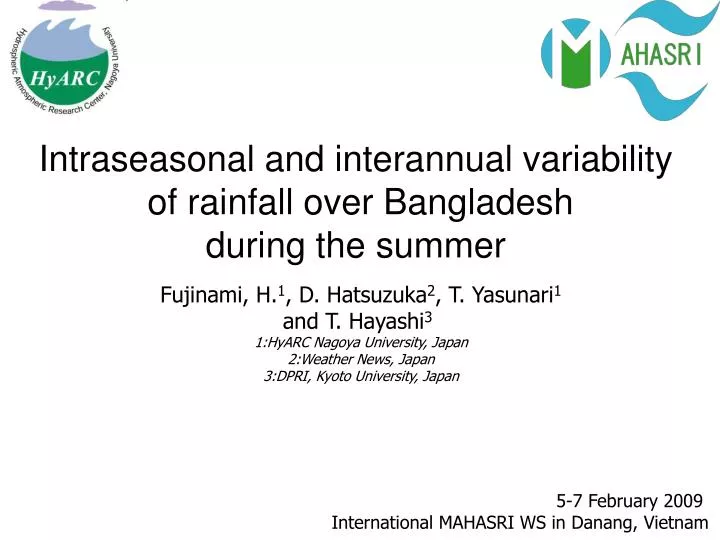 intraseasonal and interannual variability of rainfall over bangladesh during the summer n.