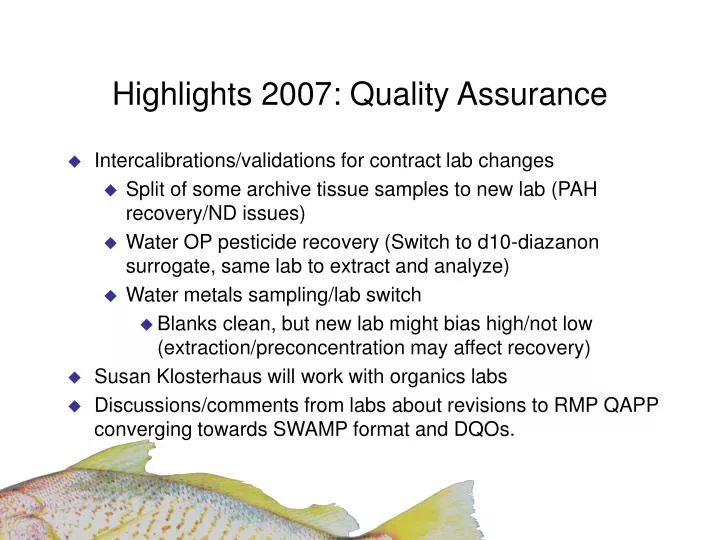 highlights 2007 quality assurance n.