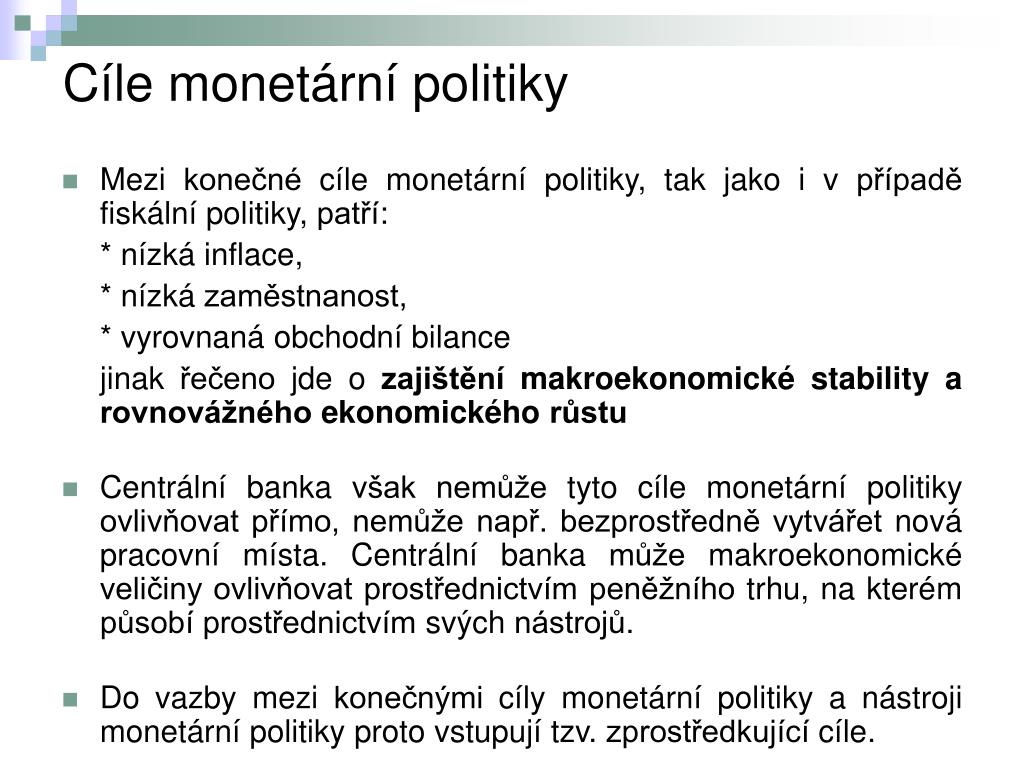 PPT - Centrální banka a monetární politika PowerPoint Presentation -  ID:4044321