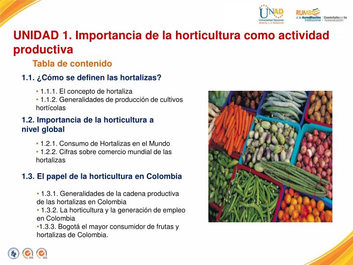 PPT - Horticultura UNIDAD 1 Importancia de la horticultura como