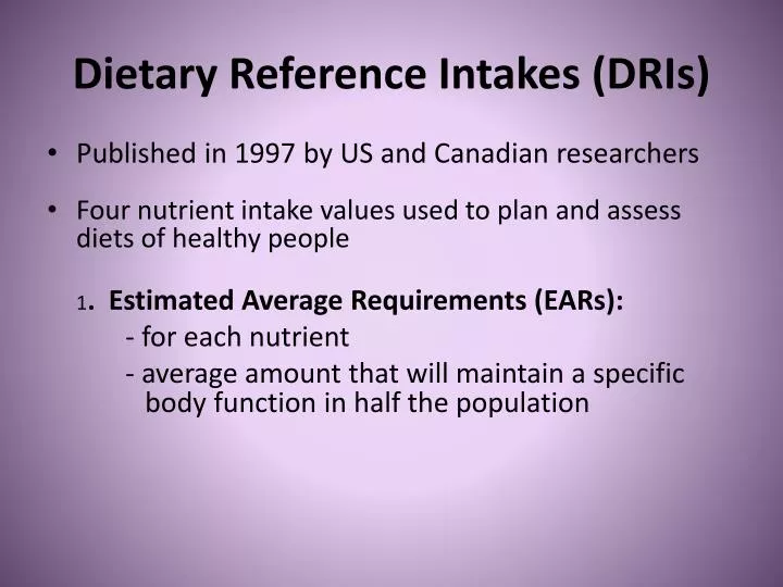 PPT Dietary Reference Intakes DRIs PowerPoint Presentation Free 