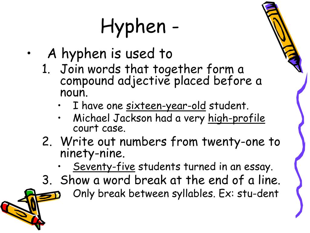 Use In A Sentence Hyphen at James Barker blog