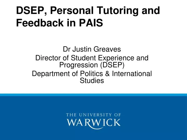 dsep personal tutoring and feedback in pais n.