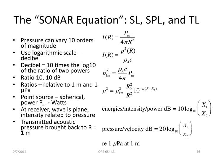 PPT ORE 654 Applications of Ocean Acoustics Lecture 3a Transmission
