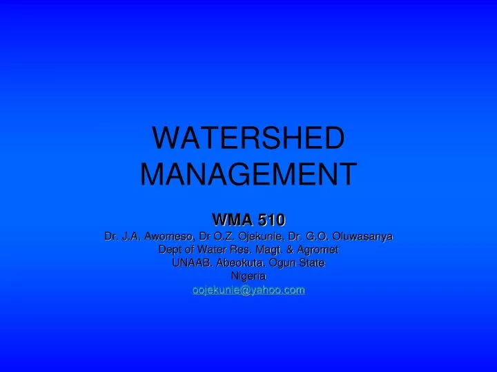 watershed management n.