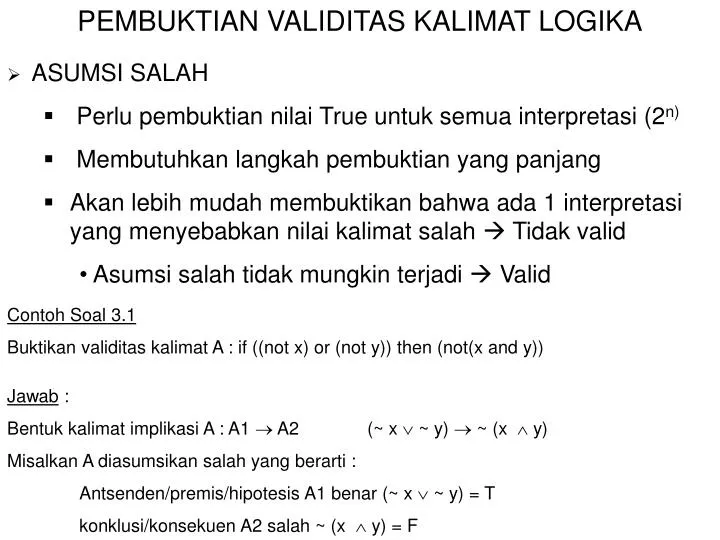 Ppt Pembuktian Validitas Kalimat Logika Powerpoint Presentation