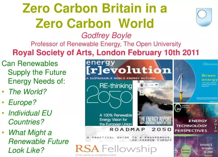 PPT Zero Carbon Britain in a Zero Carbon World PowerPoint