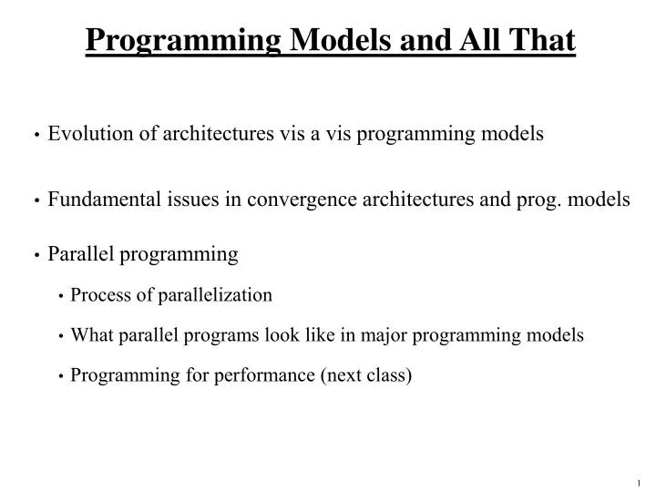 programming models and all that n.