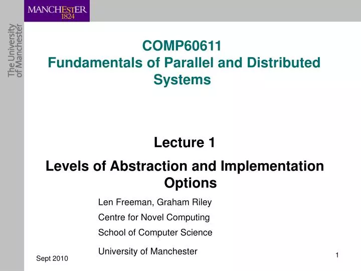 PPT - COMP60611 Fundamentals of Parallel and Distributed Systems ...