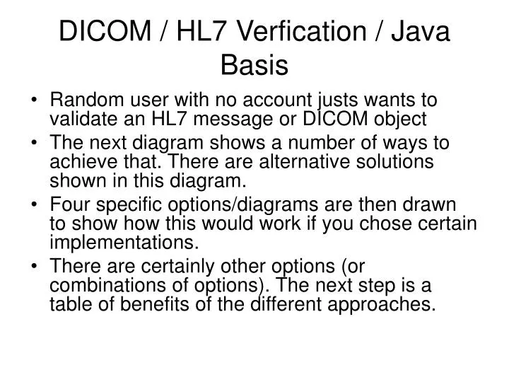 dicom hl7 verfication java basis n.