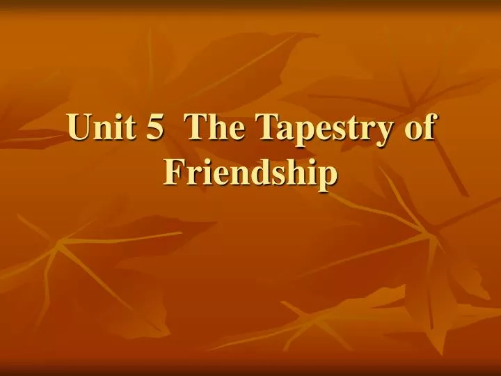 unit 5 the tapestry of friendship n.