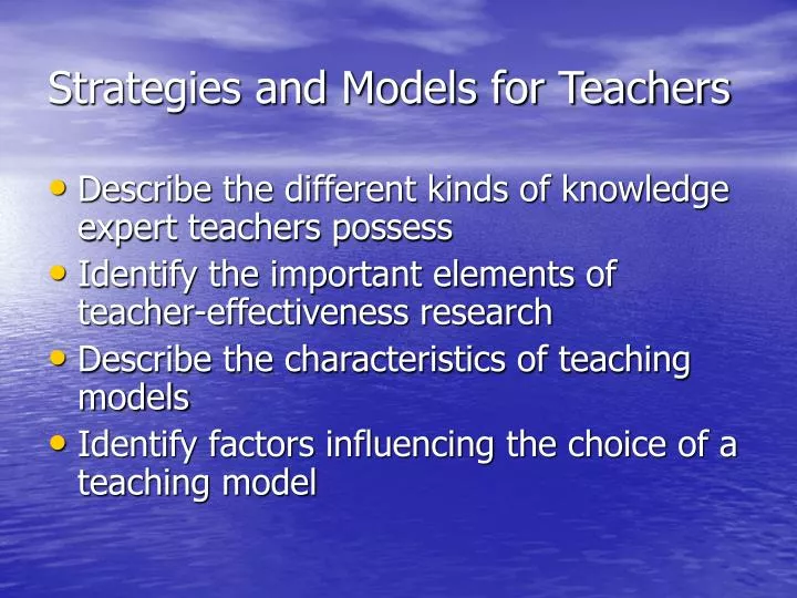 PPT - Strategies and Models for Teachers PowerPoint Presentation, free ...