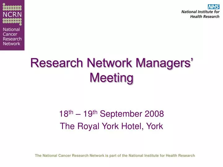 research network managers meeting n.