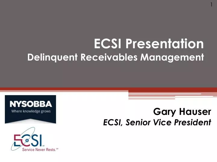 PPT ECSI Presentation Delinquent Receivables Management PowerPoint