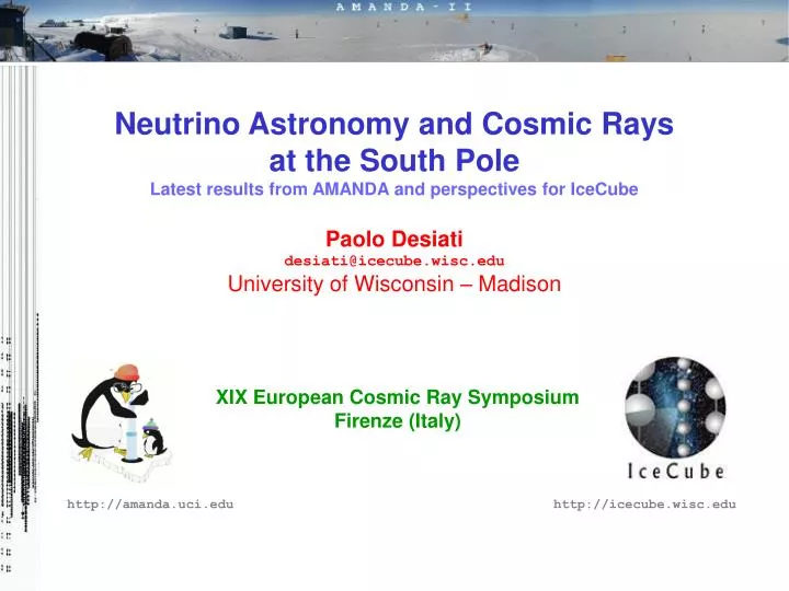 PPT XIX European Cosmic Ray Symposium Firenze (Italy) PowerPoint