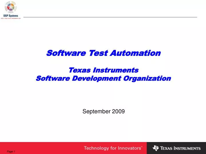 PPT Software Test Automation Texas Instruments Software Development