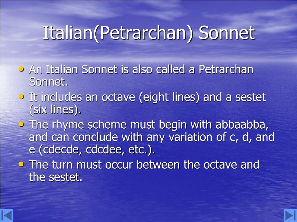 petrarchan sonnet iambic pentameter