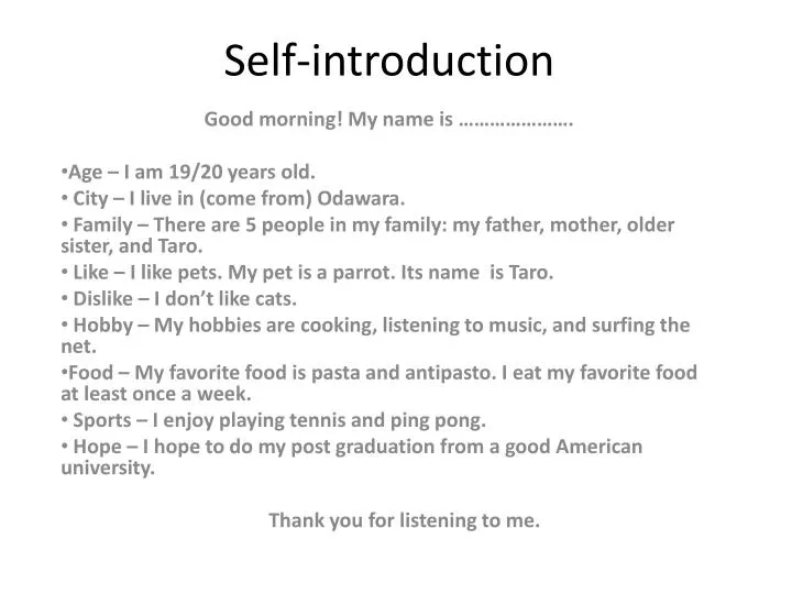 self introduction n.
