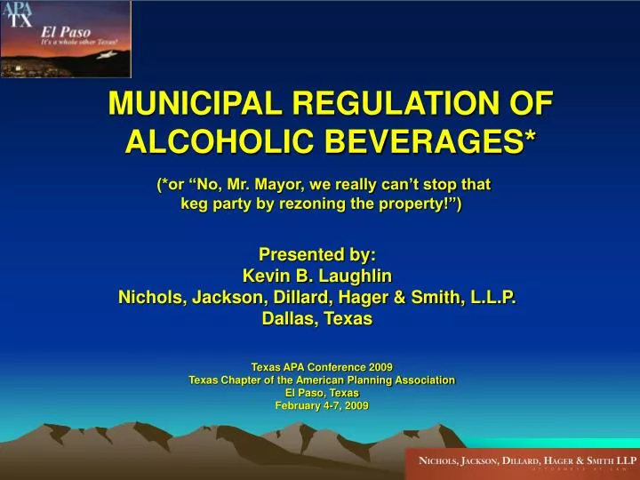 PPT MUNICIPAL REGULATION OF ALCOHOLIC BEVERAGES* PowerPoint