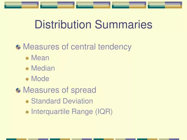 distribution summaries n.