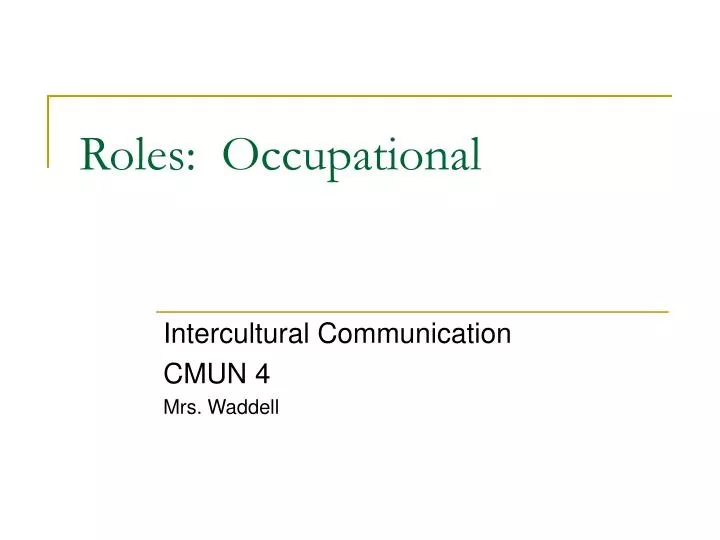 roles occupational n.