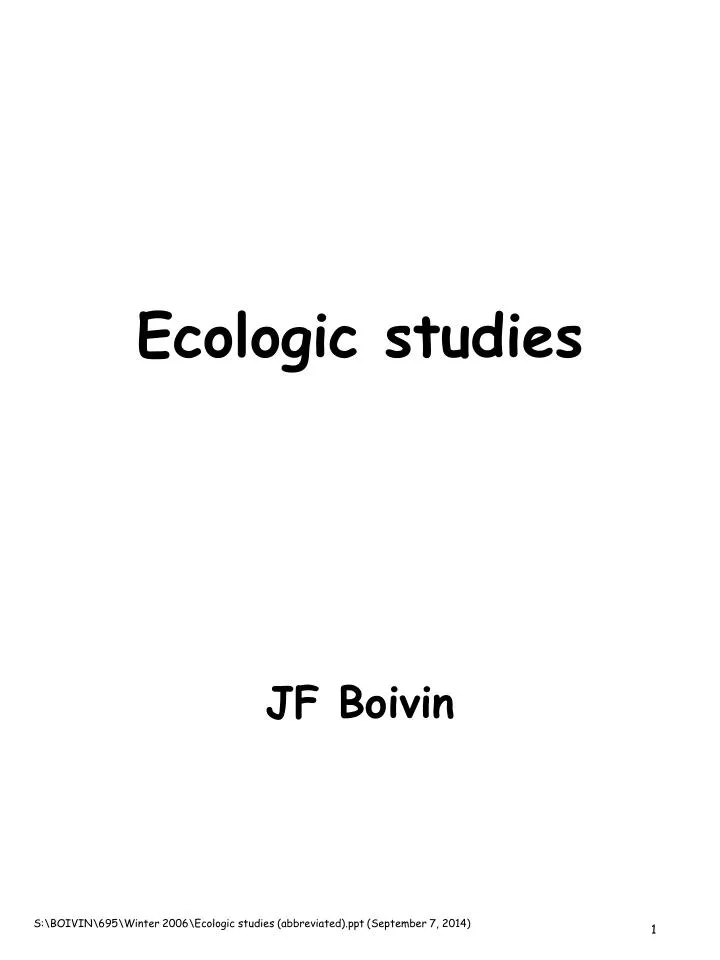 ecologic studies n.