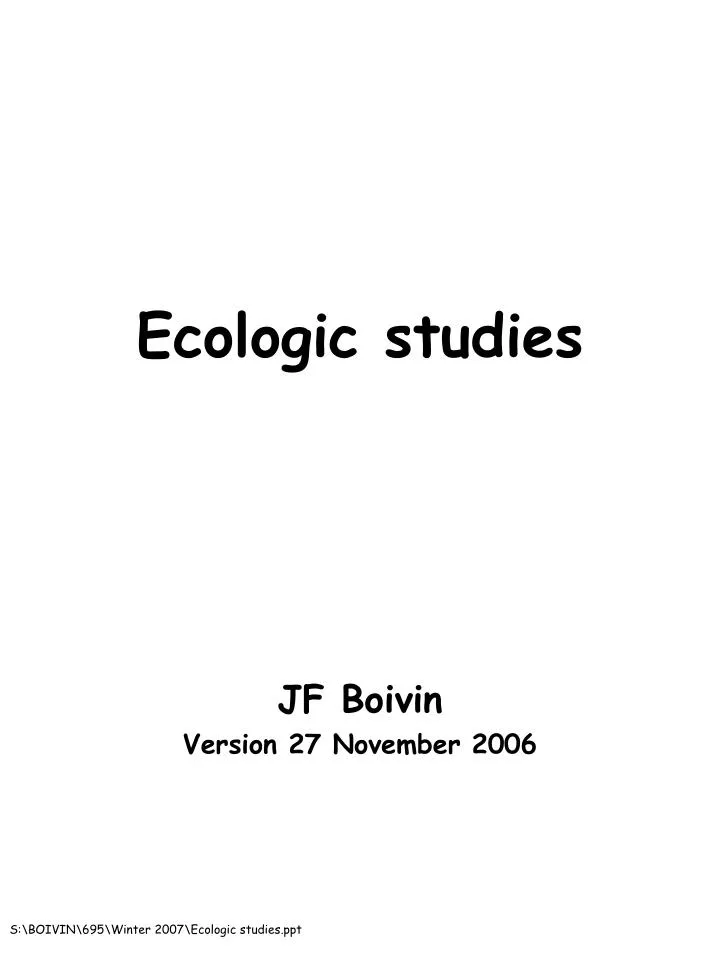 ecologic studies n.