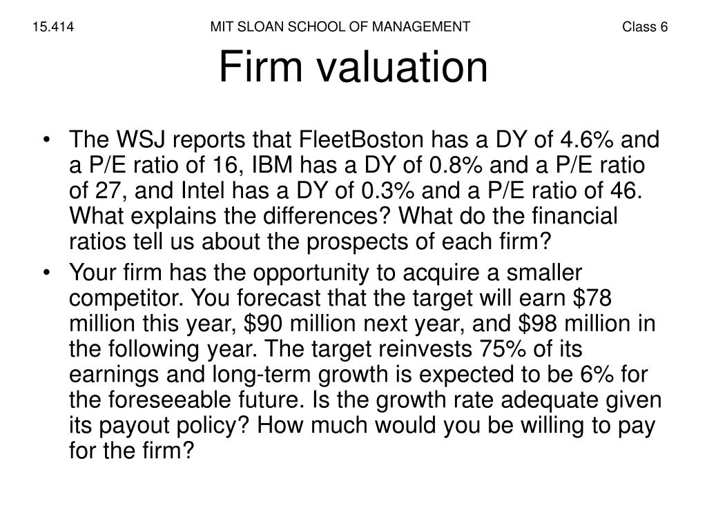 case study firm valuation