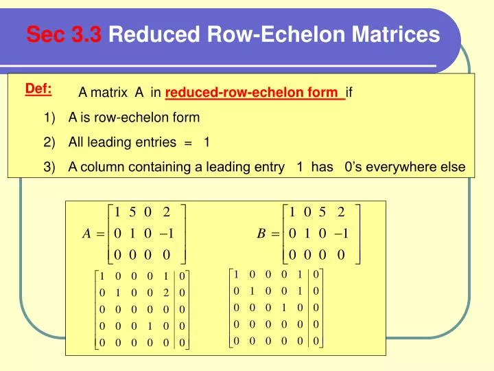 ppt def powerpoint presentation id 4070598 column echelon form
