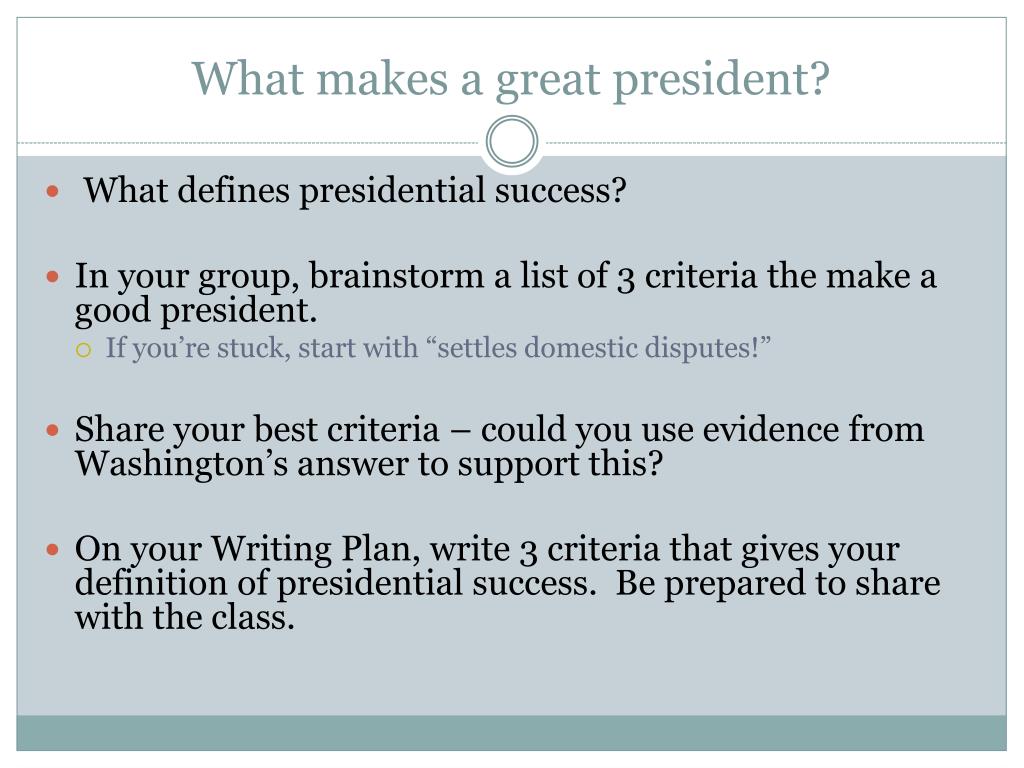 what makes a good president