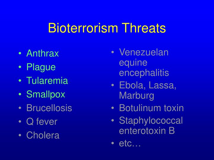 anthrax as a bioterrorism agent Anthrax as a bioterrorism agent diamond workman nsgd 209 infectious disease 27 november 2012 anthrax: the silent killer in today’s society the threat of bioterrorism is ever present. anthrax as a bioterrorism agent Anthrax as a bioterrorism agent diamond workman nsgd 209 infectious disease 27 november 2012 anthrax: the silent killer in today’s society the threat of bioterrorism is ever present.