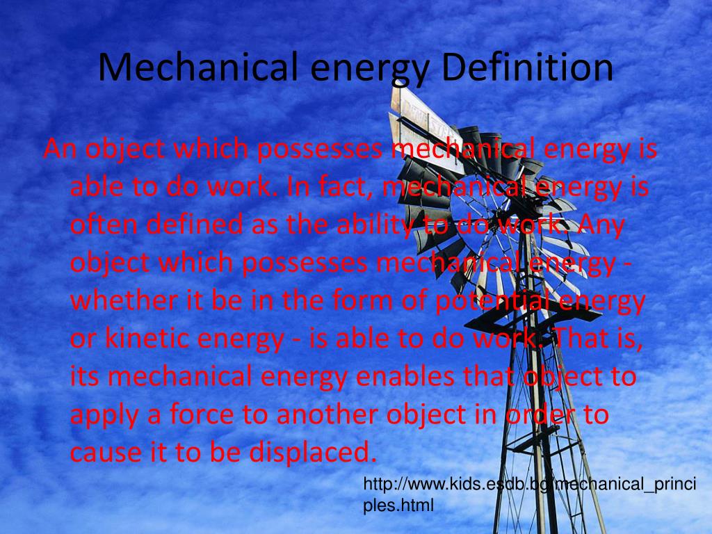 Mechanical Energy Definition For Kids