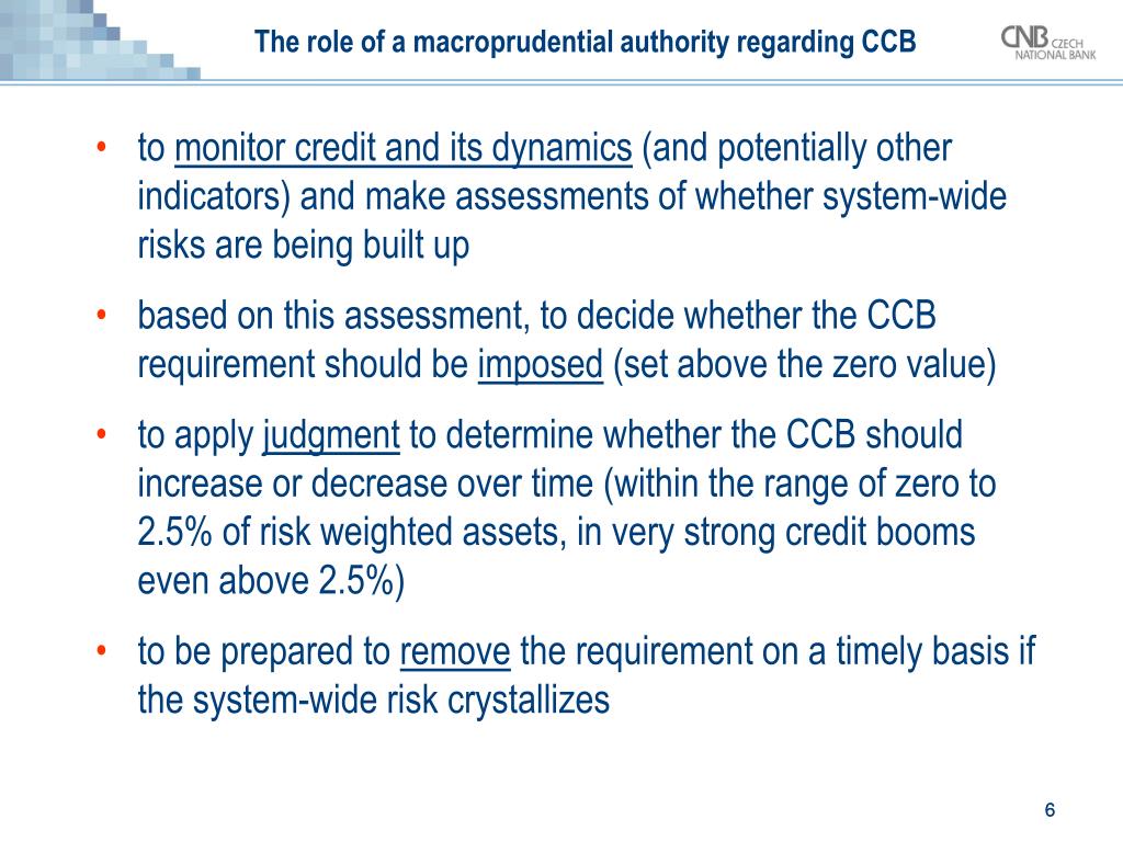 Macroprudential policy and instruments: Setting counter-cyclical capital  buffers in converging economies Jan Frait Executive Director Financial  Stability. - ppt download