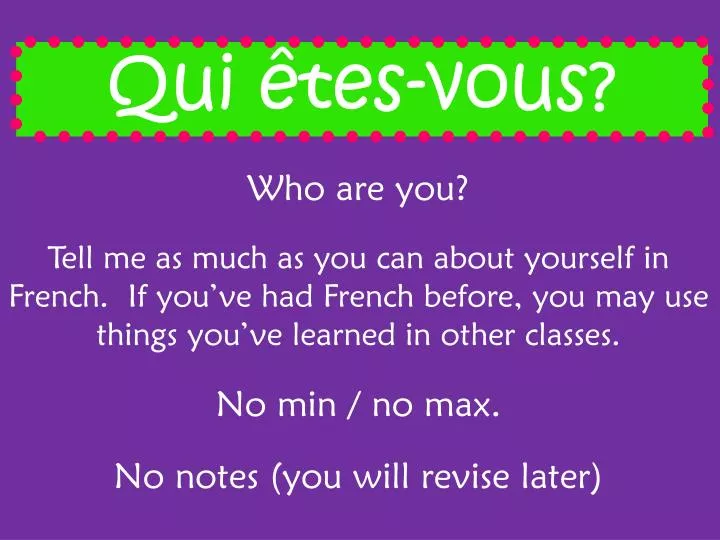 PPT - Qui êtes-vous? PowerPoint Presentation, free download - ID:4083654