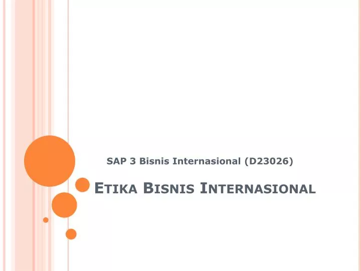 Etika dalam bisnis internasional