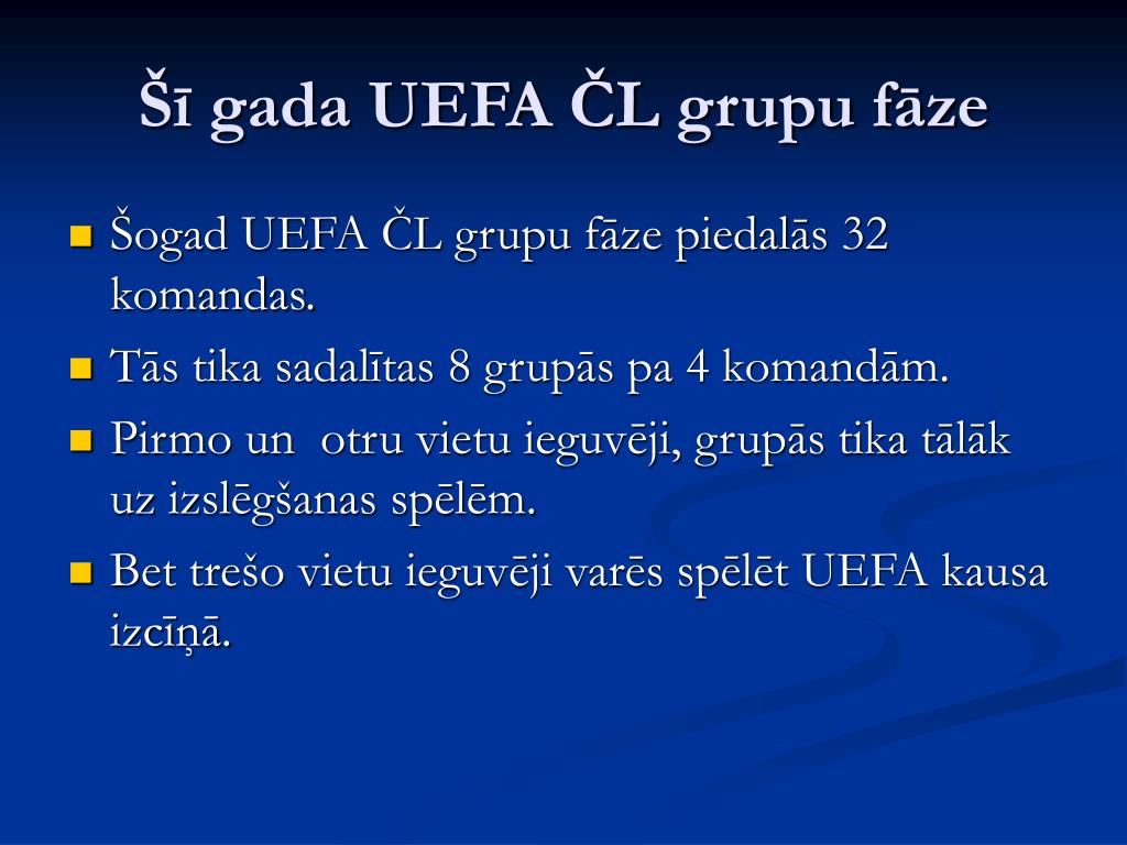 PPT - UEFA Čempionu līga PowerPoint Presentation, free download - ID:4087597