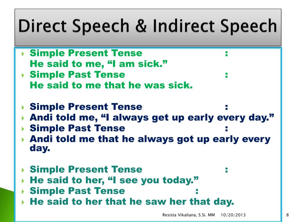 Reported speech present simple