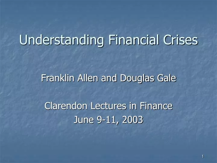 understanding financial crises n.