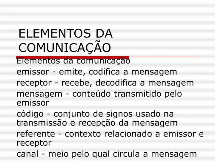 PPT - ELEMENTOS DA COMUNICAÇÃO PowerPoint Presentation, Free Download ...