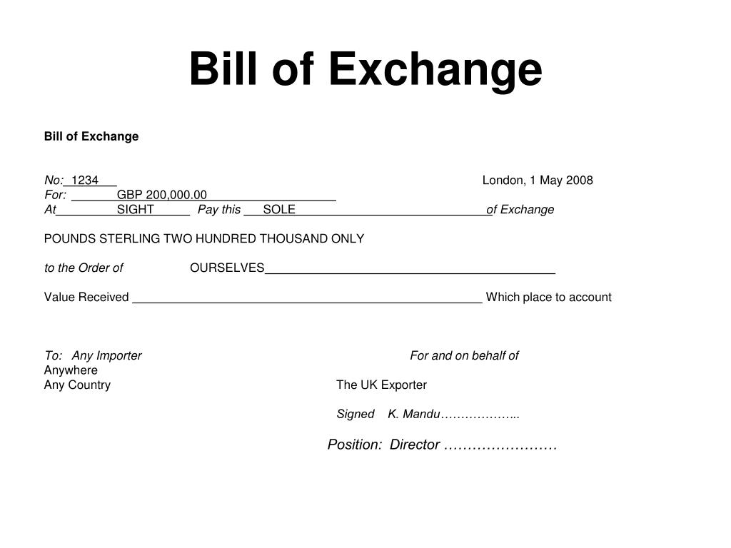 Bill Of Exchange Template Bill Of Exchange Template