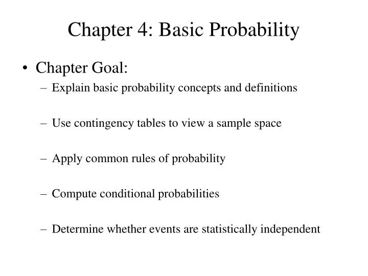 PPT - Chapter 4: Basic Probability PowerPoint Presentation, Free ...