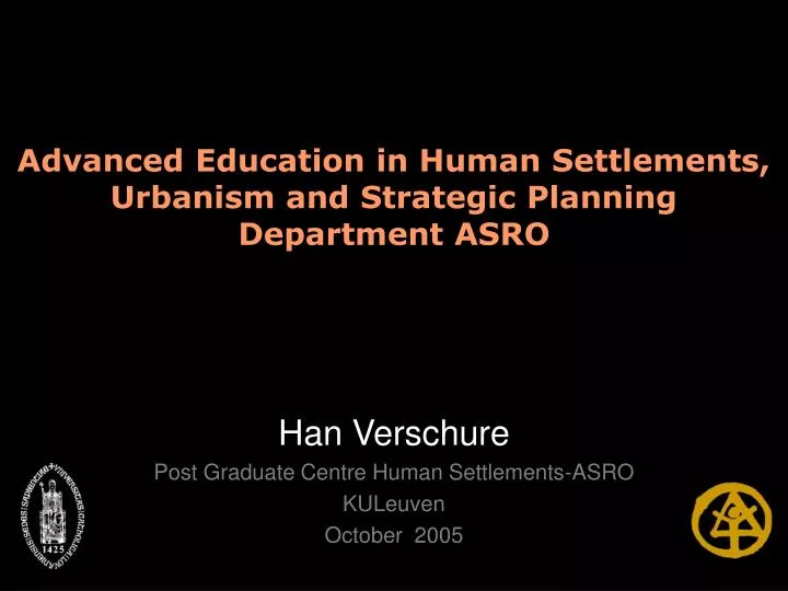 advanced education in human settlements urbanism and strategic planning department asro n.