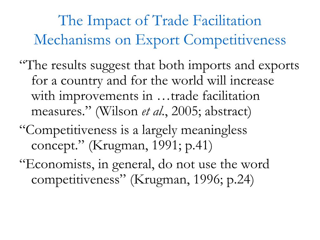 PPT - ‘The Impact of Trade Facilitation Mechanisms on Export ...