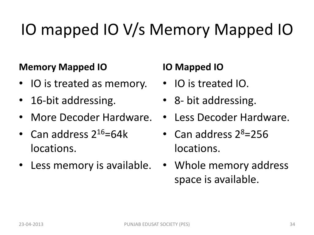memory mapped io vs io mapped io