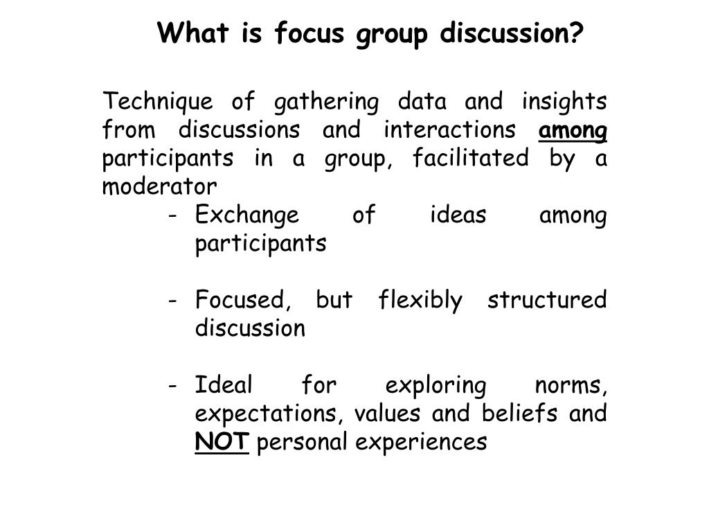 PPT - FOCUS GROUP DISCUSSION And KEY INFORMANT INTERVIEWS PowerPoint