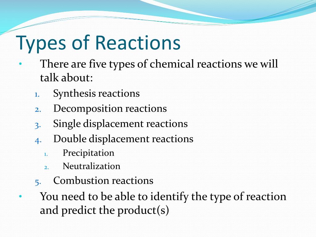 Types Of Chemical Reactions Classify Each Of These ...