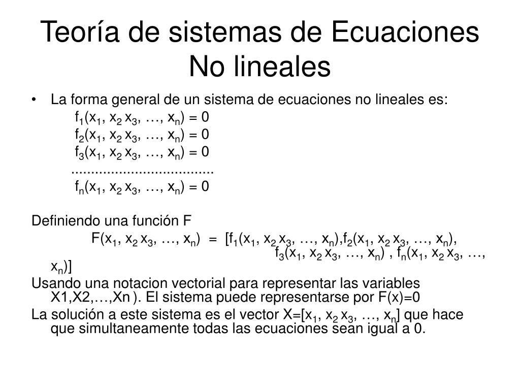 Ppt Teoria De Sistemas De Ecuaciones No Lineales Powerpoint